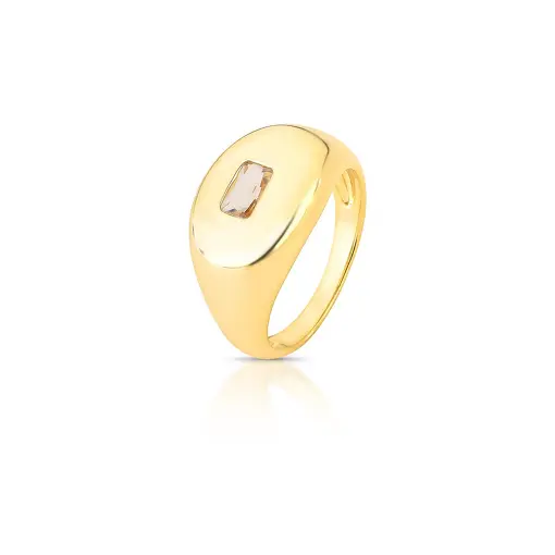 ANEL OVAL COM CRISTAL RETANGULAR