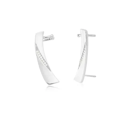 BRINCO EAR CUFF RETANGULAR FILEIRA COM ZIRCÔNIAS BANHADO A OURO