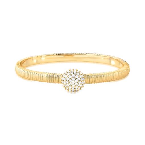 BRACELETE TEXTURIZADO REDONDO CRAVEJADO DE ZIRCÔNIAS