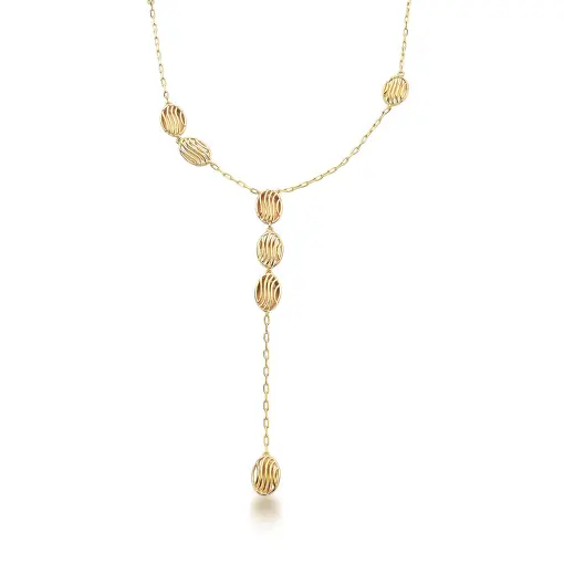 COLAR GRAVATA COM OVAIS LISOS E VAZADOS BANHADO A OURO