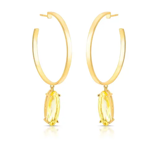 MEIA ARGOLA COM CRISTAL NAVETE EM PÊNDULO