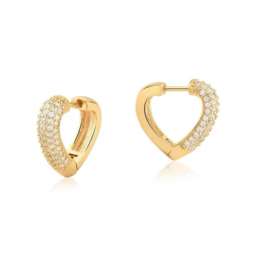 ARGOLA DE CORAÇÃO COM ZIRCÔNIAS BRANCAS BANHADA A OURO