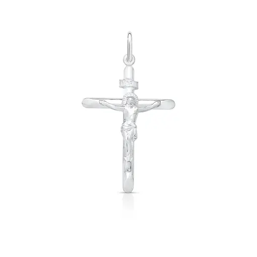 PINGENTE IMAGEM JESUS CRISTO EM CRUZ PRATEADO