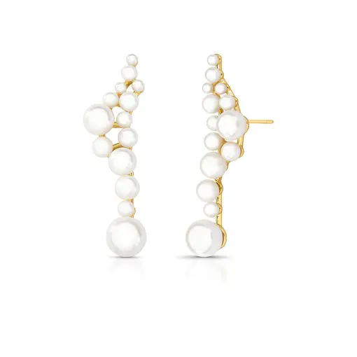 BRINCO EAR CUFF COM PÉROLAS SHELL EM PÊNDULO