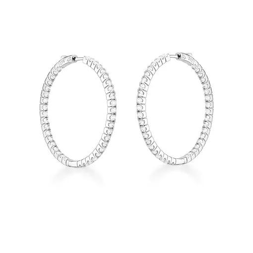 ARGOLA COM ZIRCÔNIAS BRANCAS BANHADA A RÓDIO