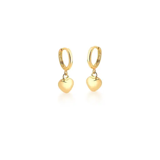 ARGOLA COM PINGENTE DE CORAÇÃO LISO BANHADA A OURO