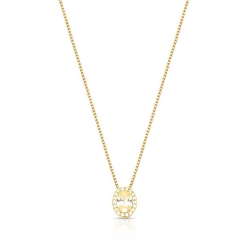 COLAR COM PINGENTE EM CRISTAL OVAL E ZIRCÔNIAS