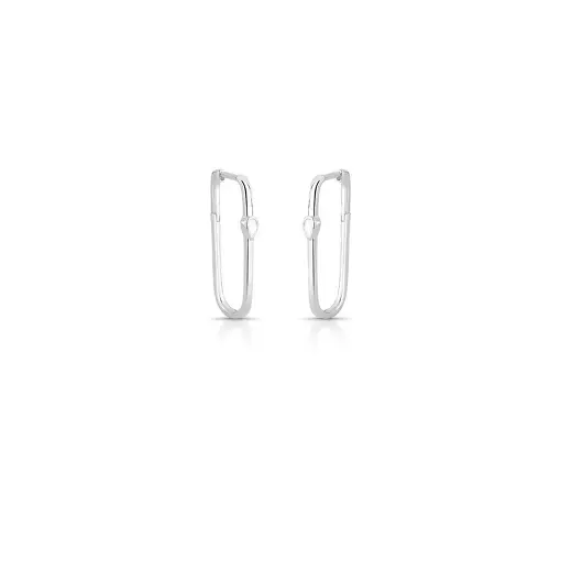 ARGOLA RETANGULAR E GOTA EM CRISTAL PRATA LISA