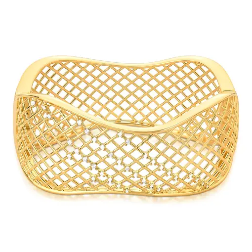 BRACELETE TEXTURIZADO E VAZADO COM ZIRCÔNIAS