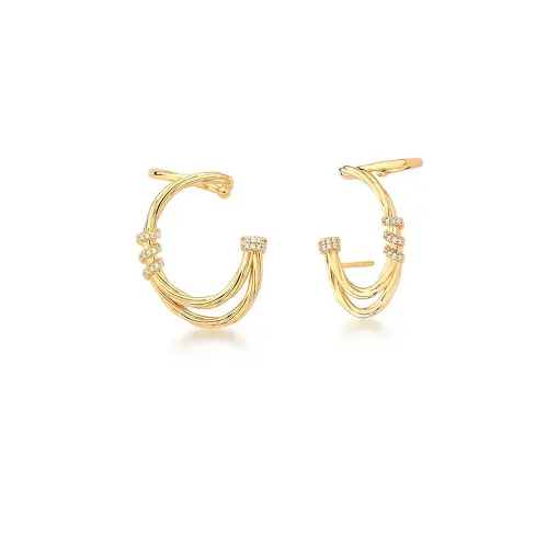BRINCO EAR CUFF CURVO TEXTURIZADO BANHADO A OURO