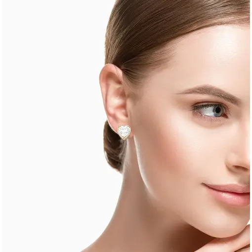 CONJUNTO COLAR E BRINCO DE CORAÇÃO CRISTAL BANHADO A OURO