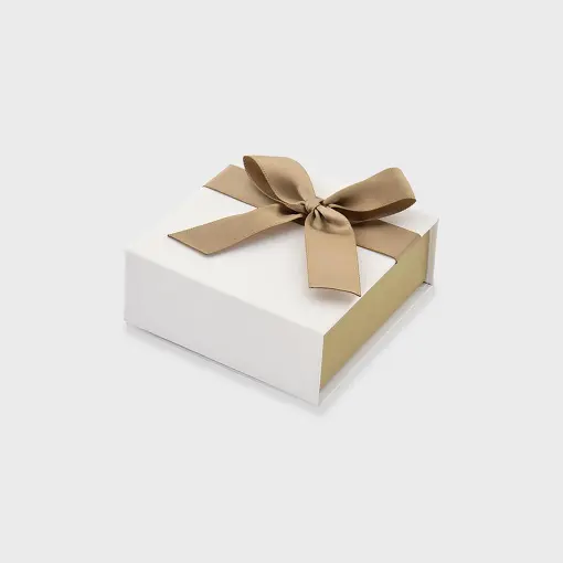 EMBALAGEM DE PAPEL DOURADO E BRANCO PARA BRACELETE