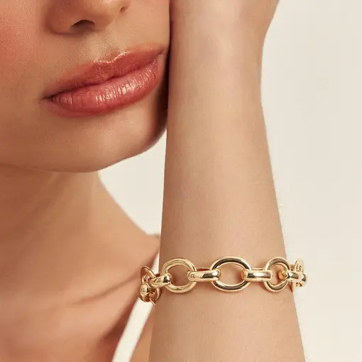 PULSEIRA COM ELOS INTERCALADOS OVAIS E FECHO BOIA