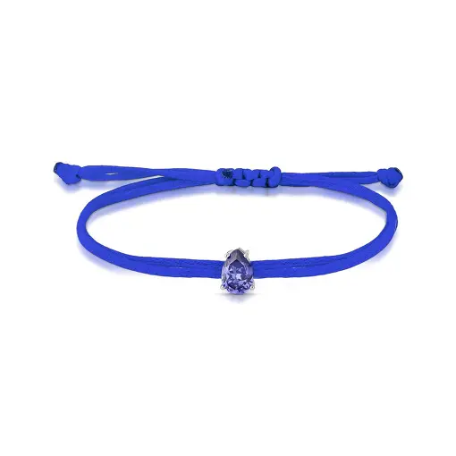 PULSEIRA REGULÁVEL DE FIO ENCERADO COM CRISTAL PRATA RODINADA