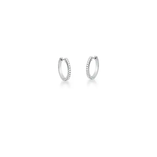 ARGOLA COM MICRO ZIRCÔNIAS CRAVEJADA BRANCAS PRATA RODINADA