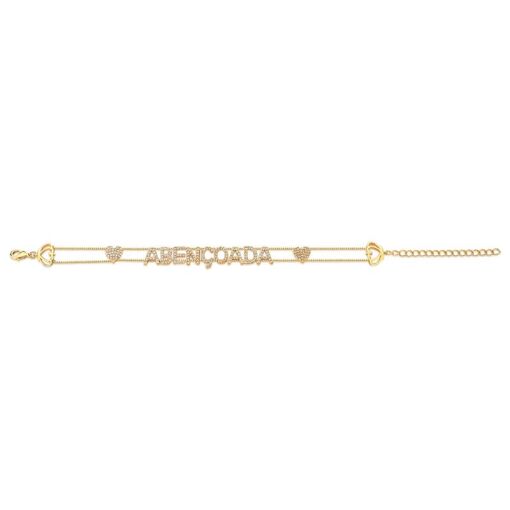 PULSEIRA COM ESCRITA "ABENÇOADA" E CORAÇÕES