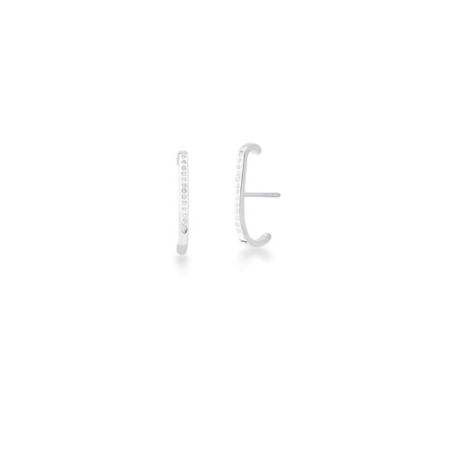 BRINCO EAR HOOK CRAVEJADO DE ZIRCÔNIAS PRATA LISA
