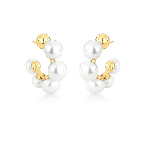 MEIA ARGOLA COM PÉROLAS SHELL INTERCALADAS
