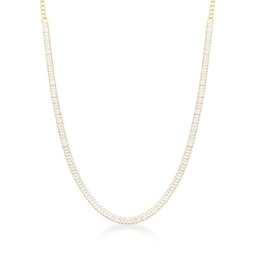 CHOKER COM ZIRCÔNIAS EM BAGUETE BRANCAS BANHADA A OURO