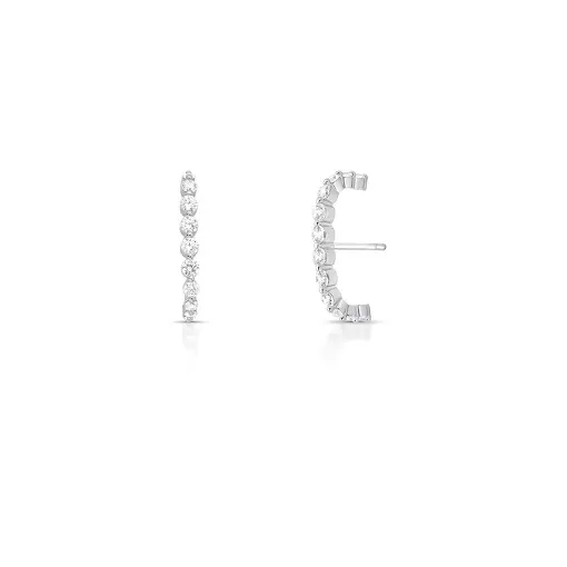 BRINCO EAR HOOK CURVO COM CRISTAIS REDONDOS