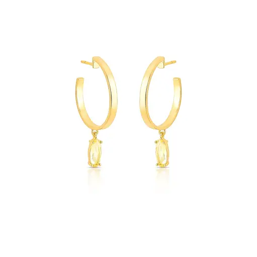 MEIA ARGOLA COM CRISTAL NAVETE EM PÊNDULO