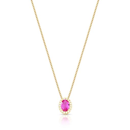 COLAR COM PINGENTE EM CRISTAL OVAL E ZIRCÔNIAS