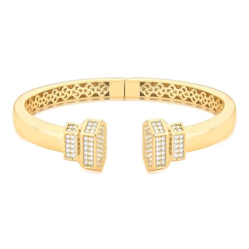 BRACELETE GEOMÉTRICO EM ZIRCÔNIAS E COM ABERTURA