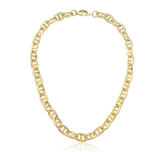 COLAR COM ELOS DE LACRES LISOS BANHADO A OURO