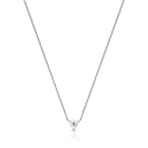 COLAR COM PEDRA TRIANGULAR MOISSANITE 5MM PRATA RODINADA