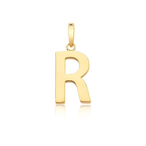 PINGENTE LETRA "R" LISO COM FECHO BANHADO A OURO