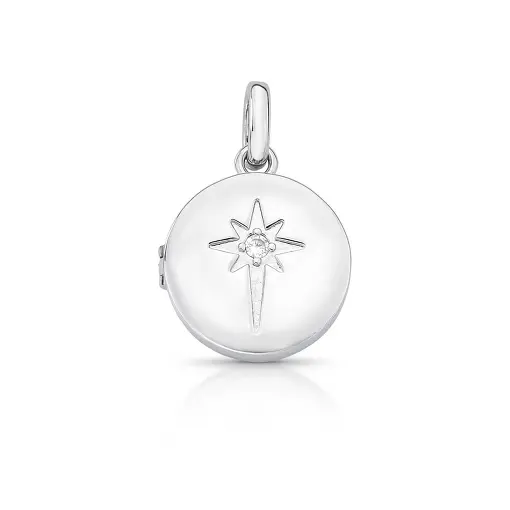PINGENTE RELICÁRIO REDONDO COM ESTRELA E CRISTAL