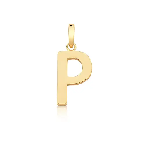 PINGENTE LETRA "P" LISO COM FECHO BANHADO A OURO