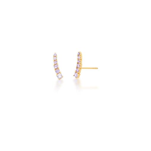 BRINCO EAR CUFF COM ZIRCÔNIAS LILÁS BANHADO A OURO