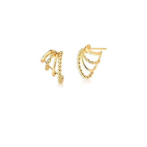 BRINCO EAR HOOK QUATRO VOLTAS COM ELOS BANHADA A OURO