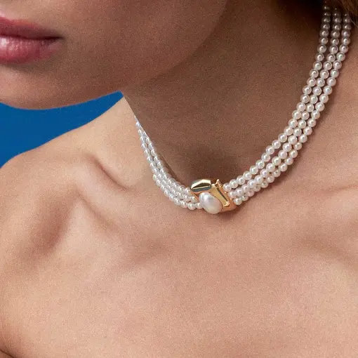 CHOKER COM PINGENTE RETANGULAR PÉROLA SHELL