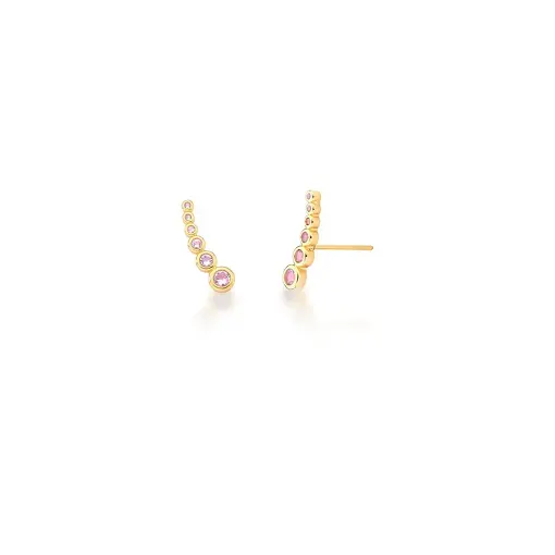 BRINCO EAR CUFF COM ZIRCÔNIAS ROSAS BANHADO A OURO
