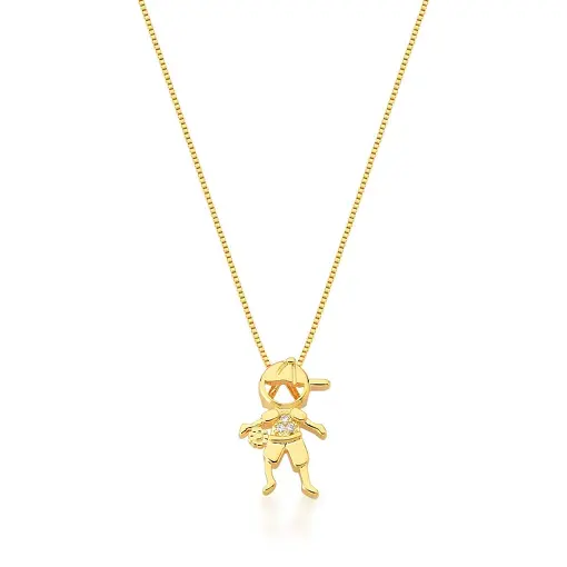 CORRENTE COM PINGENTE DE MENINO BANHADA A OURO