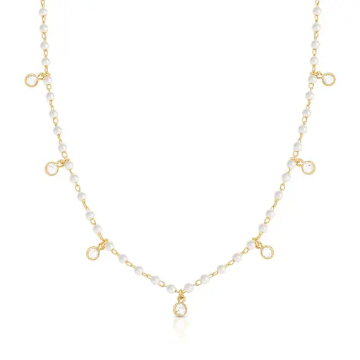 CHOKER COM PINGENTES EM CRISTAIS E PÉROLAS