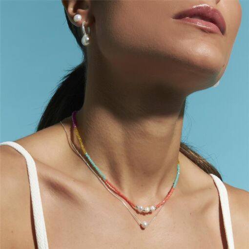 CHOKER COM CRISTAIS BÚLGAROS E PÉROLA PRATA LISA