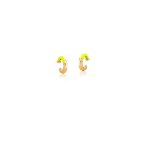 PIERCING DE ORELHA ESMALTADO AMARELO NEON BANHADO A OURO