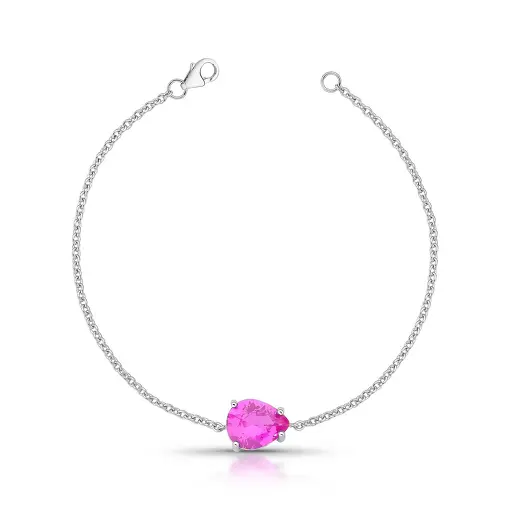PULSEIRA COM CRISTAL DE GOTA PRATA RODINADA