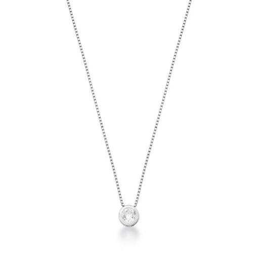 COLAR COM PINGENTE REDONDO CRISTAL PRATA LISA