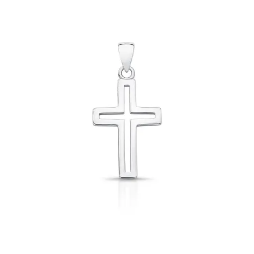 PINGENTE DE CRUZ VAZADO PRATA RODINADA