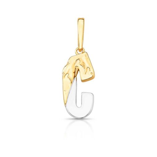 PINGENTE DE LETRA "C" COM FECHO DOIS TONS