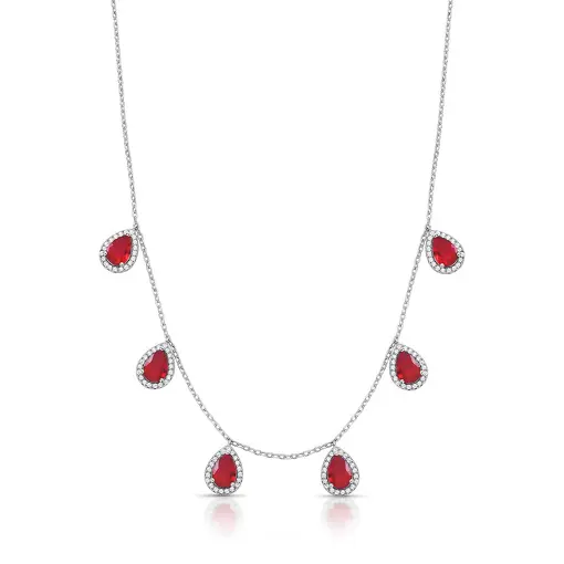 COLAR COM PINGENTES DE GOTAS EM CRISTAIS E ZIRCÔNIAS