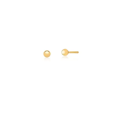 BRINCO SEGUNDO FURO COM BOLINHA LISA BANHADO A OURO