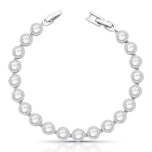 PULSEIRA RIVIERA COM CRISTAIS E ZIRCÔNIAS PRATA RODINADA