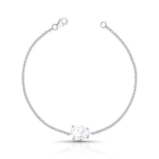 PULSEIRA COM CRISTAL DE GOTA PRATA RODINADA