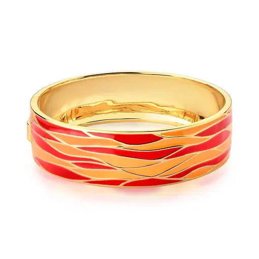 BRACELETE TRABALHADO ESMALTADO ALARANJADO BANHADO A OURO