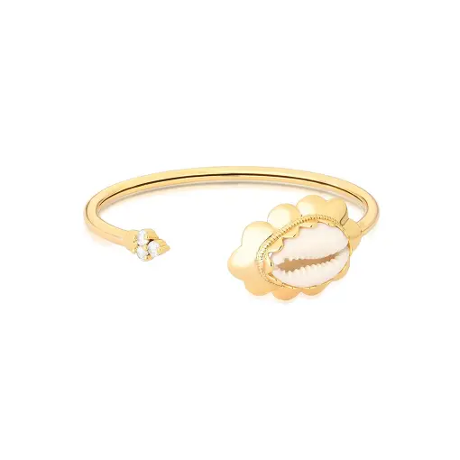 BRACELETE BÚZIOS COM CRISTAIS REDONDOS E ABERTURA